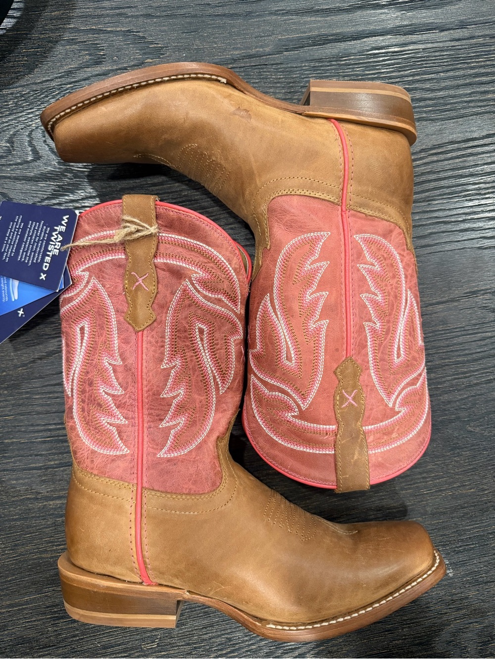 Ladies Twisted X WRAL Western Cowgirl Boots Womens Leather Brown Pink size 7